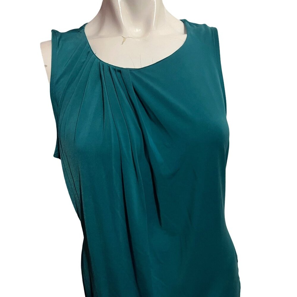 Worthington Teal Green Sleeveless Blouse Sz Small Satiny Women's Cute Blouse - Picture 6 of 9
